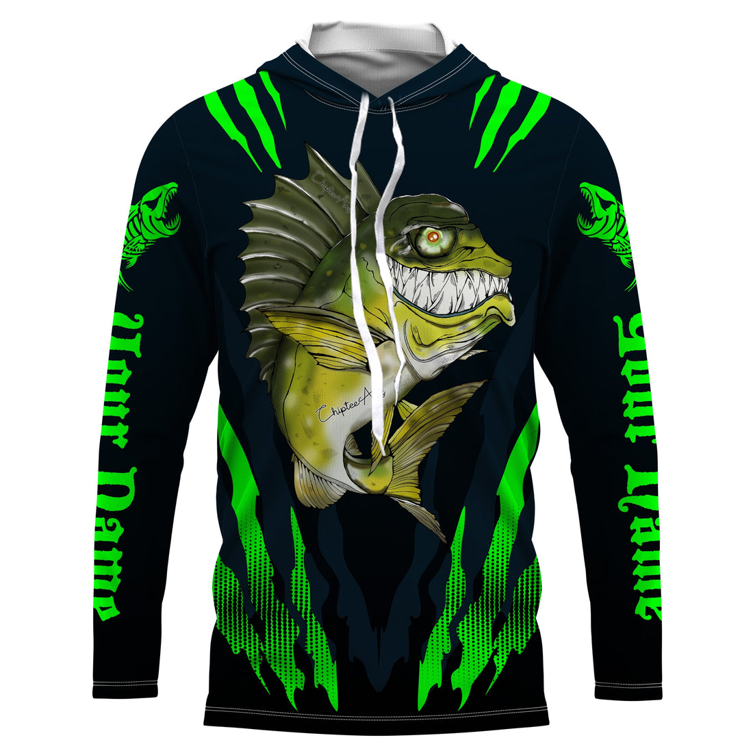 Angry Bass Fishing Custom Long sleeve Fishing, Bass fish reaper fishing | green