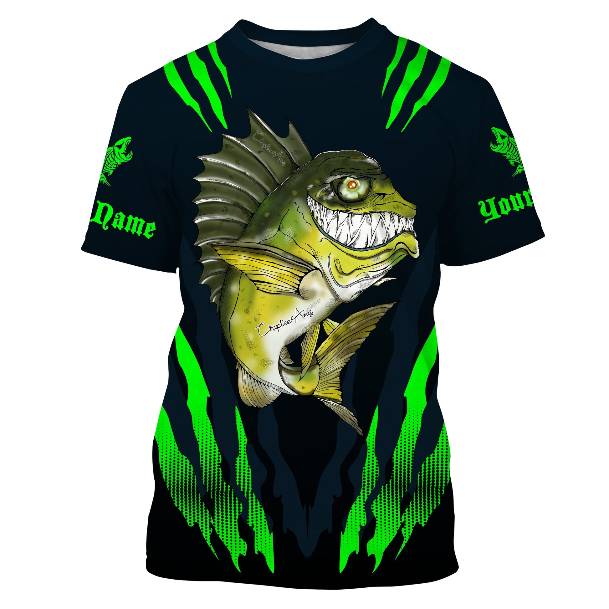 Angry Bass Fishing Custom Long sleeve Fishing, Bass fish reaper fishing | green