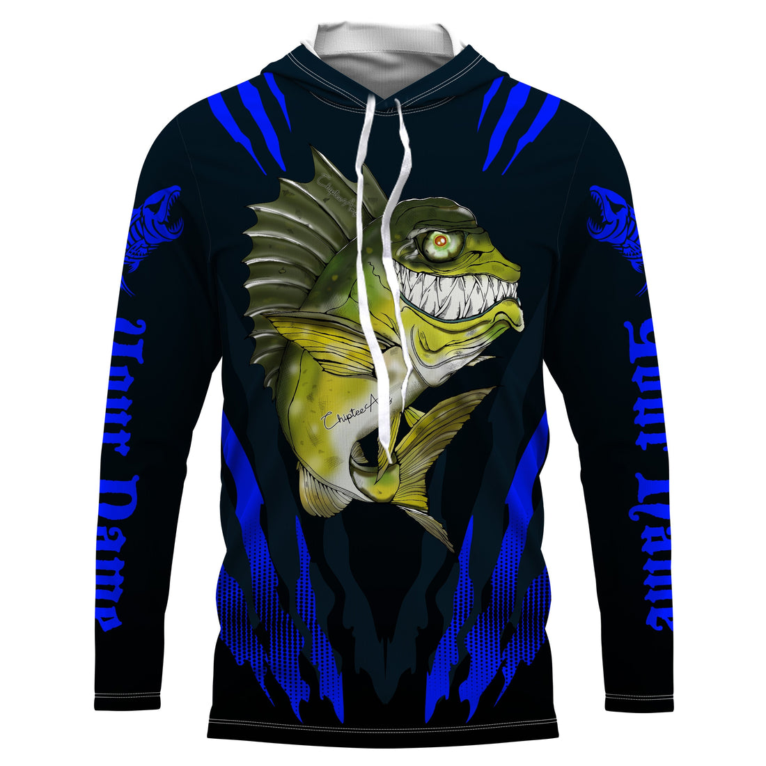 Angry Bass Fishing Custom Long sleeve Fishing, Bass fish reaper fishing | blue