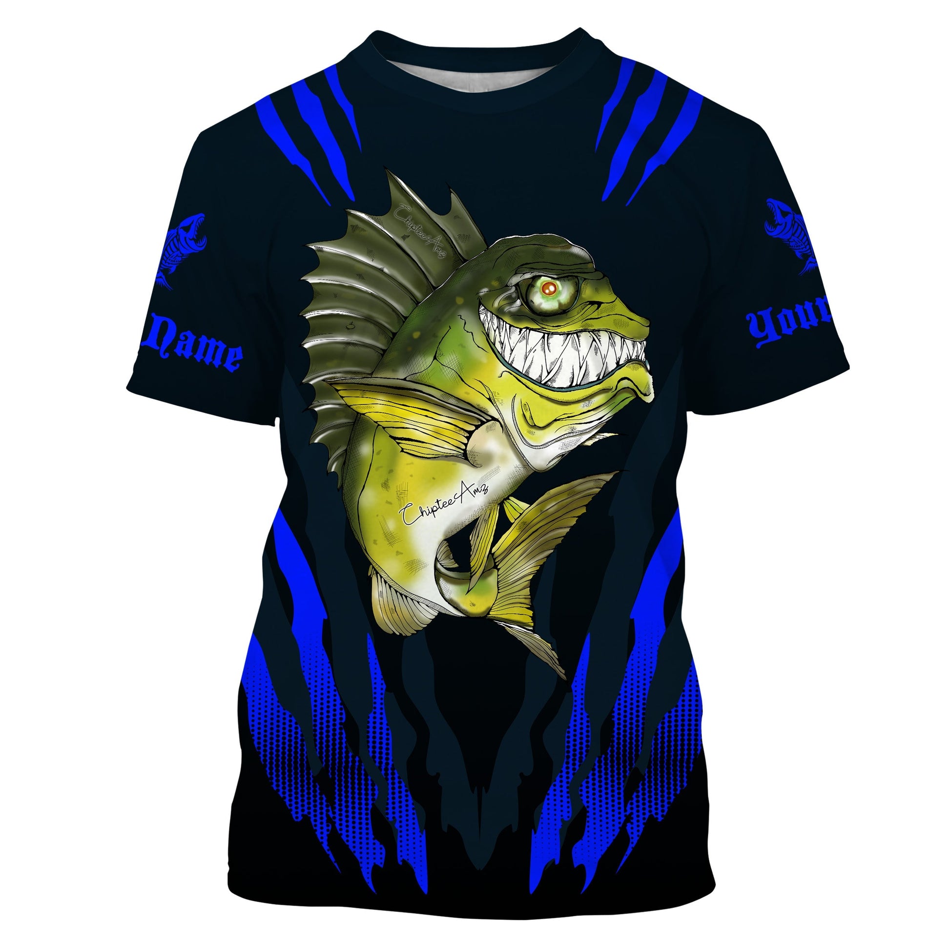 Angry Bass Fishing Custom Long sleeve Fishing, Bass fish reaper fishing | blue