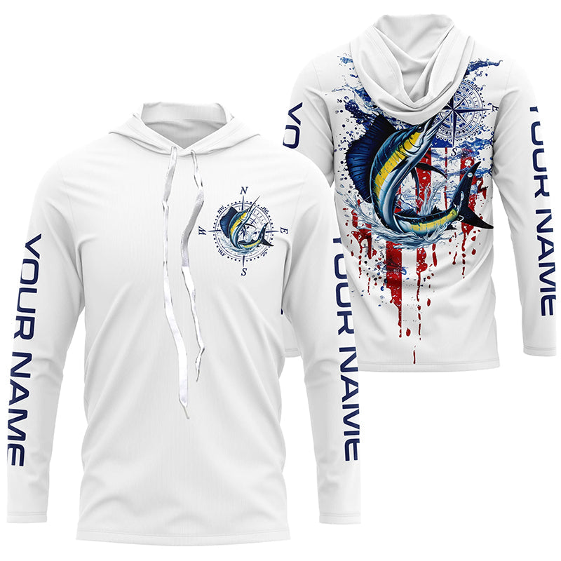 American Flag Sailfish Fishing Custom Long Sleeve Fishing, Patriotic Saltwater Fishing