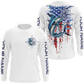 American Flag Marlin Fishing Custom Long Sleeve Fishing, Patriotic Saltwater Fishing