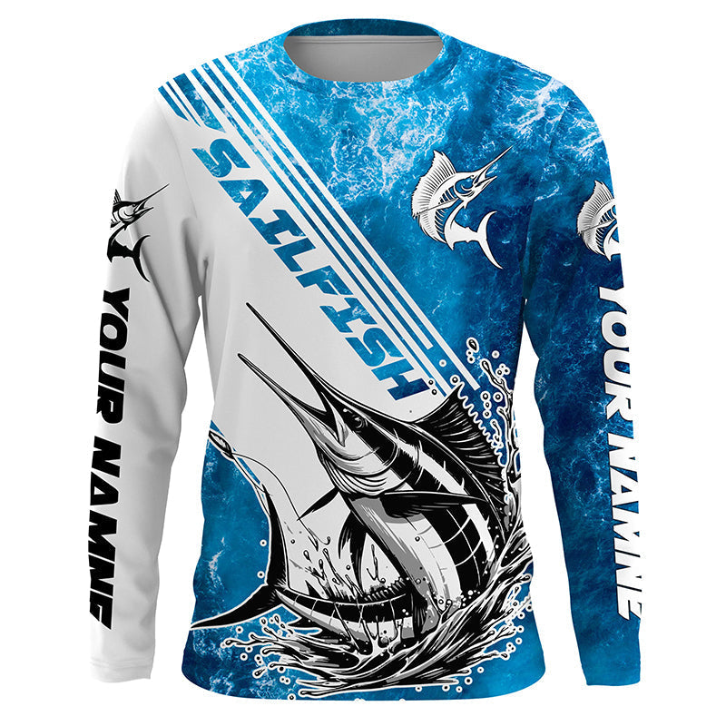 Personalized Sailfish Fishing Saltwater Long Sleeve Fishing, Sailfish Fishing