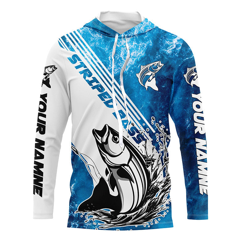 Personalized Striped Bass Long Sleeve Performance Fishing Shits, Striper Fishing