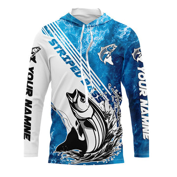 Personalized Striped Bass Long Sleeve Performance Fishing Shits, Striper Fishing