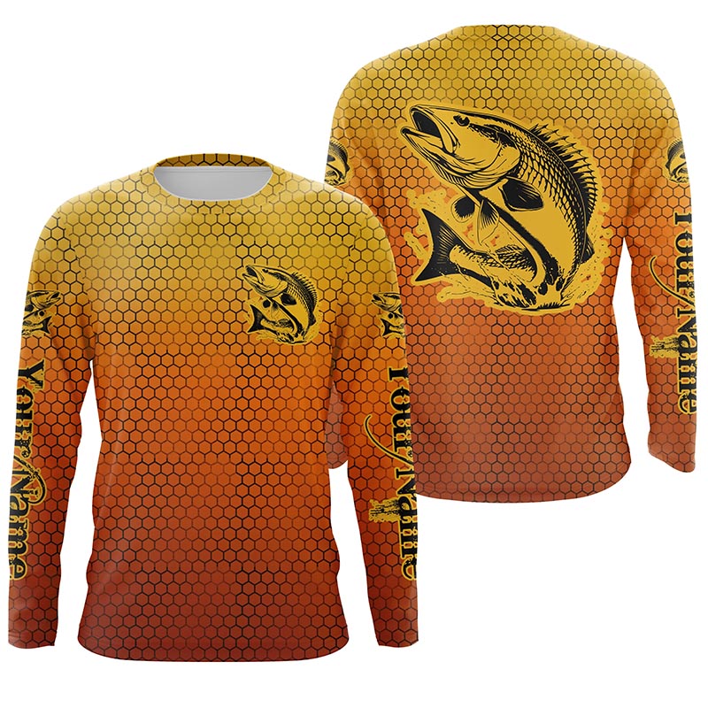 Custom Redfish Puppy Drum Long Sleeve Tournament Fishing, Redfish Saltwater Fishing