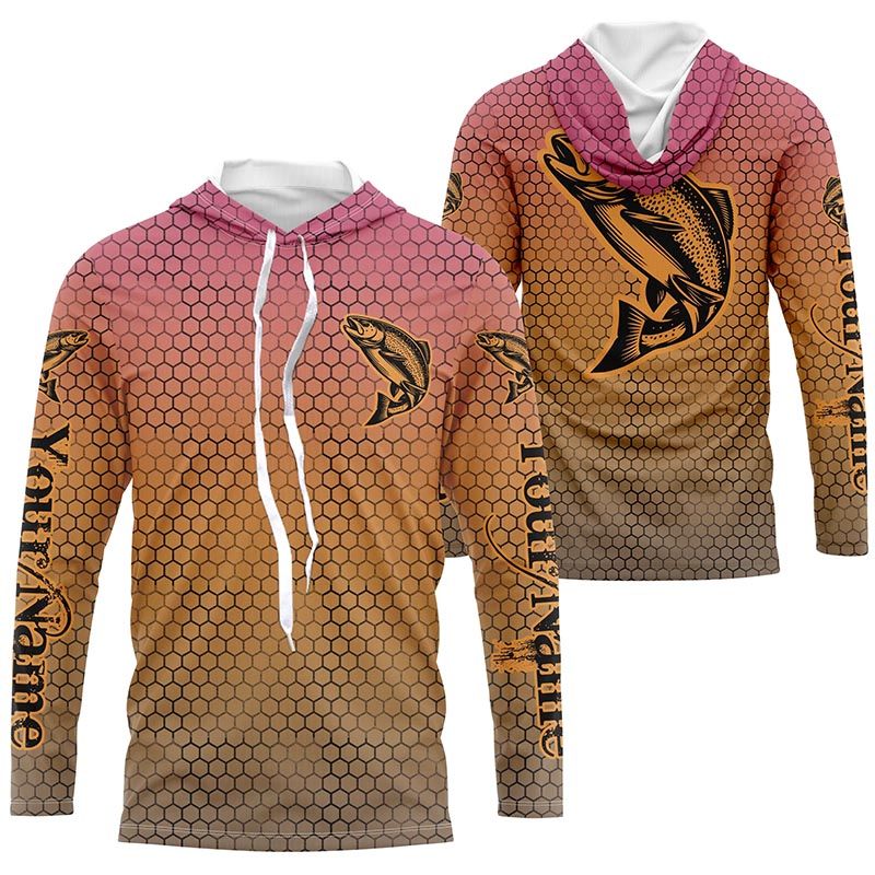 Custom Rainbow Trout Fly Fishing Long Sleeve, Trout Tournament Fishing