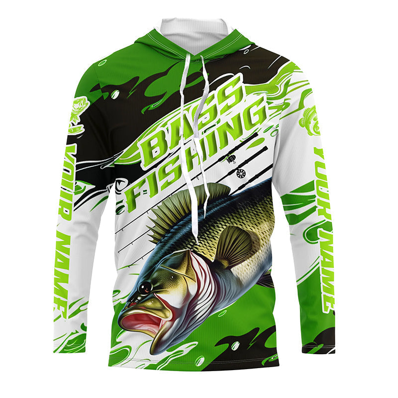 Custom Largemouth Bass Fishing, Bass Long Sleeve Tournament Fishing | Green Camo