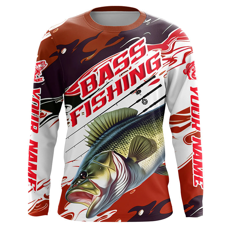 Custom Largemouth Bass Fishing, Bass Long Sleeve Tournament Fishing | Red Camo