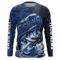 Custom Bass Long Sleeve Fishing, Personalized Bass Fishing | Blue Camo