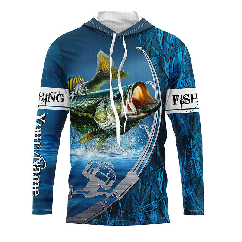 Custom Bass Fishing Long Sleeve Fishing, Fishing Rod Bass Fishing Camo Fishing