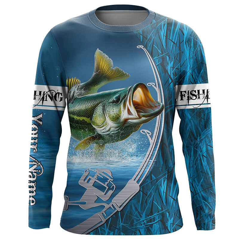 Custom Bass Fishing Long Sleeve Fishing, Fishing Rod Bass Fishing Camo Fishing