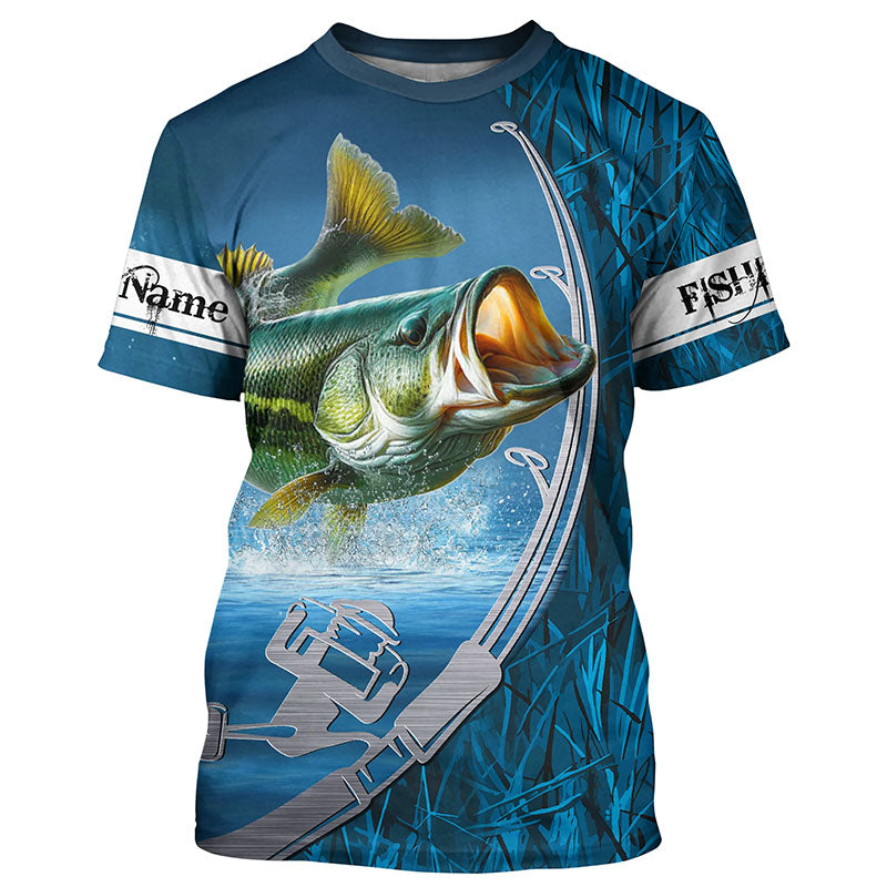 Custom Bass Fishing Long Sleeve Fishing, Fishing Rod Bass Fishing Camo Fishing
