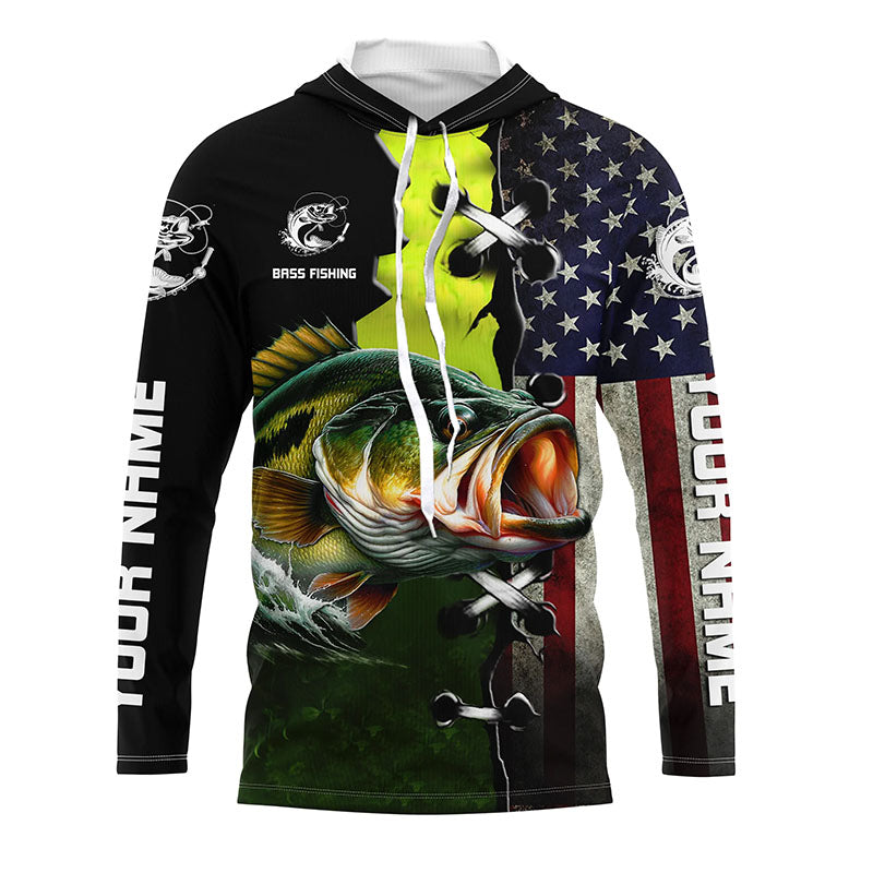Personalized American Flag Bass Fishing, Patriotic Bass Tournament Fishing