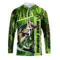 Custom Green Camo Bass Long Sleeve Tournament Fishing, Bass Fishing