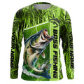 Custom Green Camo Bass Long Sleeve Tournament Fishing, Bass Fishing