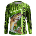 Custom Green Camo Walleye Long Sleeve Tournament Fishing, Walleye Fishing