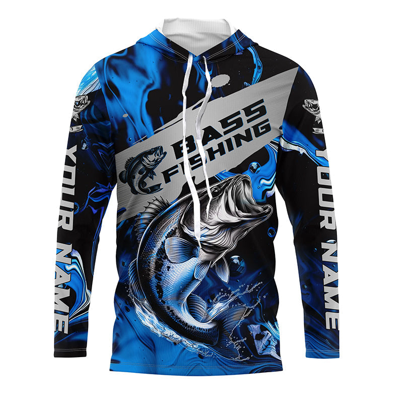 Personalized Bass Fishing, Bass Long Sleeve Tournament Fishing | Blue Camo