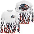 Personalized American Flag Crappie Long Sleeve Fishing, Patriotic Crappie Fishing Gifts