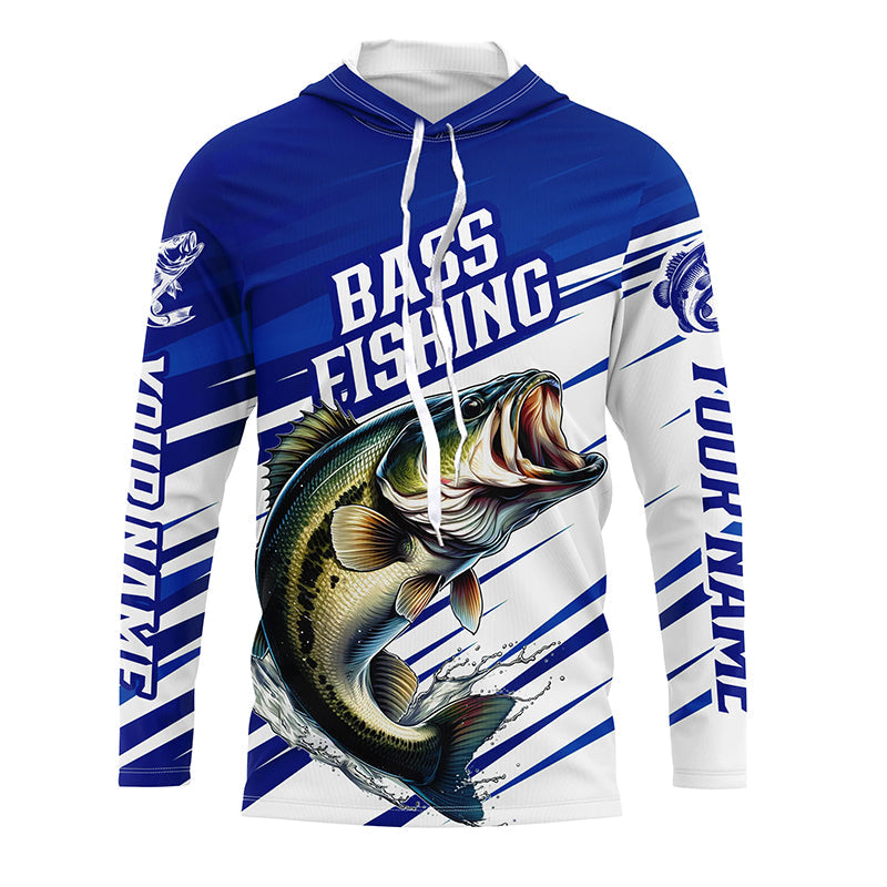 Personalized Bass Fishing, Bass Long Sleeve Tournament Fishing | Blue