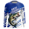 Personalized Bass Fishing, Bass Long Sleeve Tournament Fishing | Blue