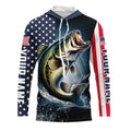 Personalized American Flag Bass Long Sleeve Fishing, Patriotic Bass Fishing