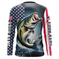 Personalized American Flag Bass Long Sleeve Fishing, Patriotic Bass Fishing
