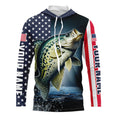 Personalized American Flag Crappie Long Sleeve Fishing, Patriotic Crappie Fishing