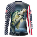 Personalized American Flag Crappie Long Sleeve Fishing, Patriotic Crappie Fishing