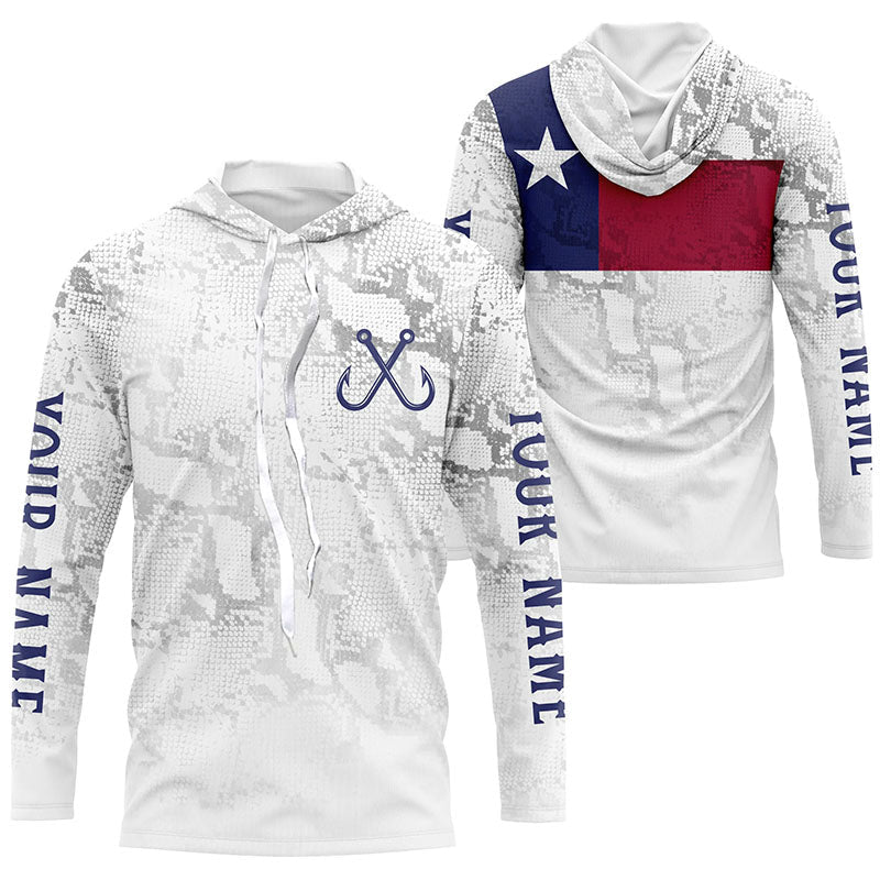 Personalized Camo Texas Flag Long Sleeve Tournament Fishing, Texas Fishing