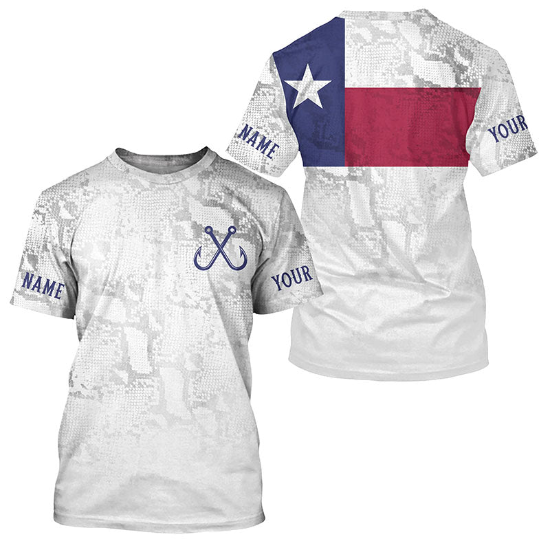 Personalized Camo Texas Flag Long Sleeve Tournament Fishing, Texas Fishing