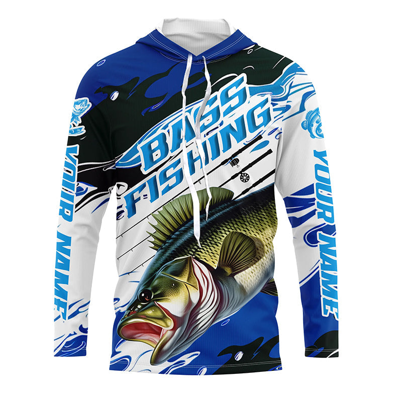 Custom Largemouth Bass Fishing, Bass Long Sleeve Tournament Fishing | Blue Camo