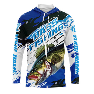 Custom Largemouth Bass Fishing, Bass Long Sleeve Tournament Fishing | Blue Camo
