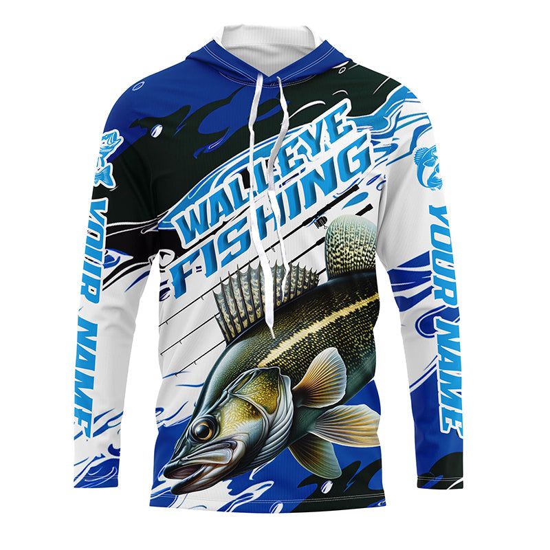 Custom Walleye Fishing, Walleye Long Sleeve Tournament Fishing | Blue Camo