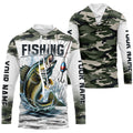 Walleye Fishing Camo Custom Long Sleeve Fishing, Personalized Walleye Fishing