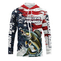 Personalized American Flag Walleye Long Sleeve Fishing, Patriotic Walleye Fishing