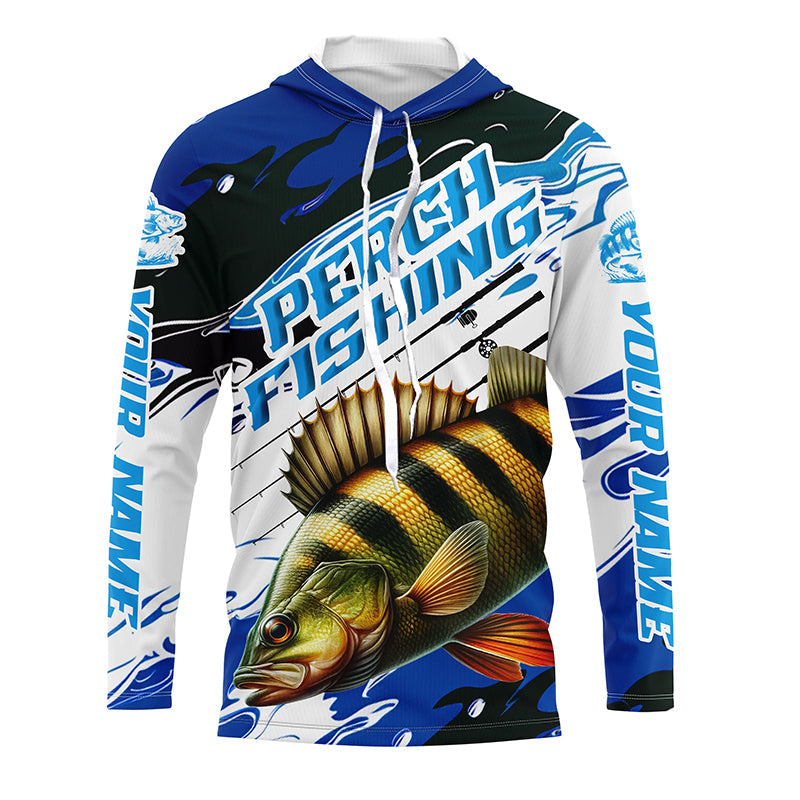Custom Perch Fishing, Perch Long Sleeve Tournament Fishing | Blue Camo
