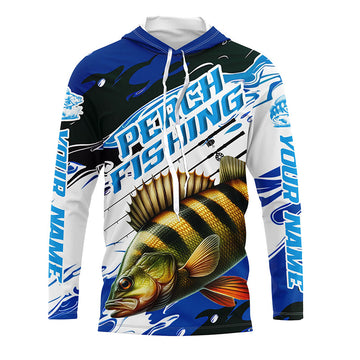 Custom Perch Fishing, Perch Long Sleeve Tournament Fishing | Blue Camo