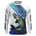 Musky Fishing Custom Long Sleeve Performance, Muskie Tournament Fishing | Blue