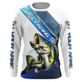 Largemouth Bass Fishing Custom Long Sleeve Performance, Bass Tournament Fishing | Blue