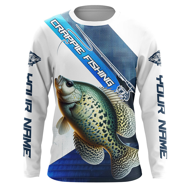 Crappie Fishing Custom Long Sleeve Performance, Crappie Tournament Fishing | Blue
