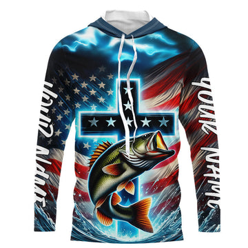 Custom Faith Largemouth Bass Patriotic Tournament Fishing T, Bass Fishing