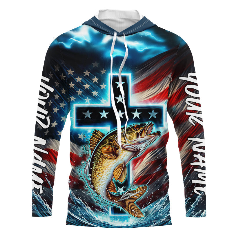 Custom Faith Walleye PatrioticTournament Fishing T, Walleye Fishing