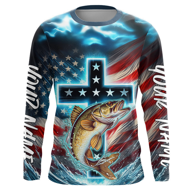 Custom Faith Walleye PatrioticTournament Fishing T, Walleye Fishing