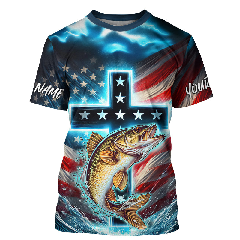 Custom Faith Walleye PatrioticTournament Fishing T, Walleye Fishing