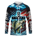 Custom Faith Crappie Patriotic Long Sleeve Hooded Tournament Fishing, Crappie Fishing