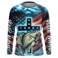 Custom Faith Crappie Patriotic Long Sleeve Hooded Tournament Fishing, Crappie Fishing