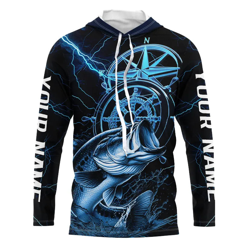 Blue Thunder Lightning Custom Largemouth Bass Compass Tournament Fishing T