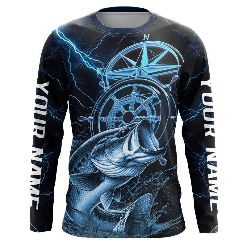 Blue Thunder Lightning Custom Largemouth Bass Compass Tournament Fishing T