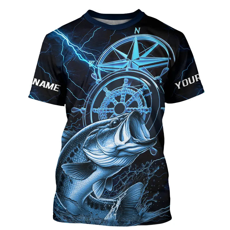 Blue Thunder Lightning Custom Largemouth Bass Compass Tournament Fishing T